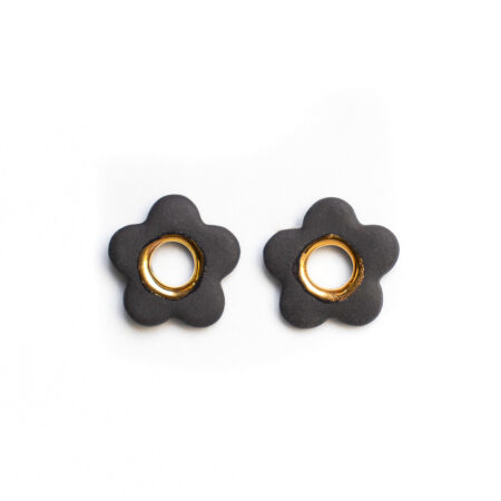 Flower power juodi auskarai