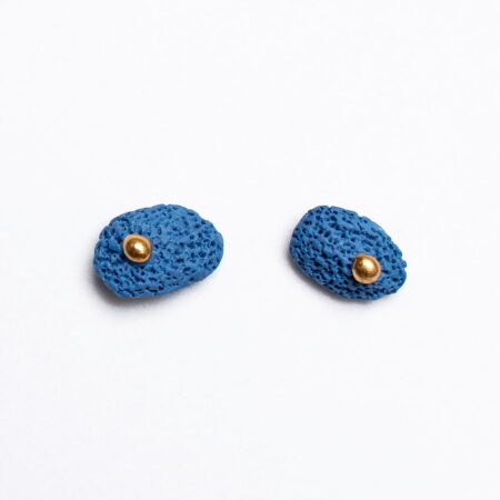 Porcelianiniai auskarai "Blue Eris with golden dot"