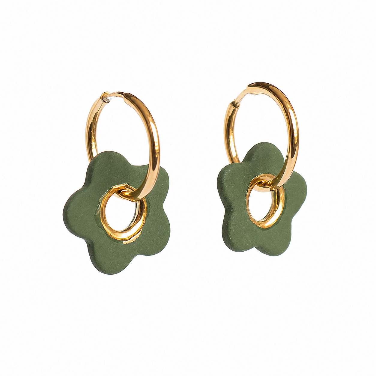 Porceliano auskarai Flower power green - Image 2