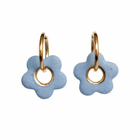 Porceliano auskarai Flower power azure