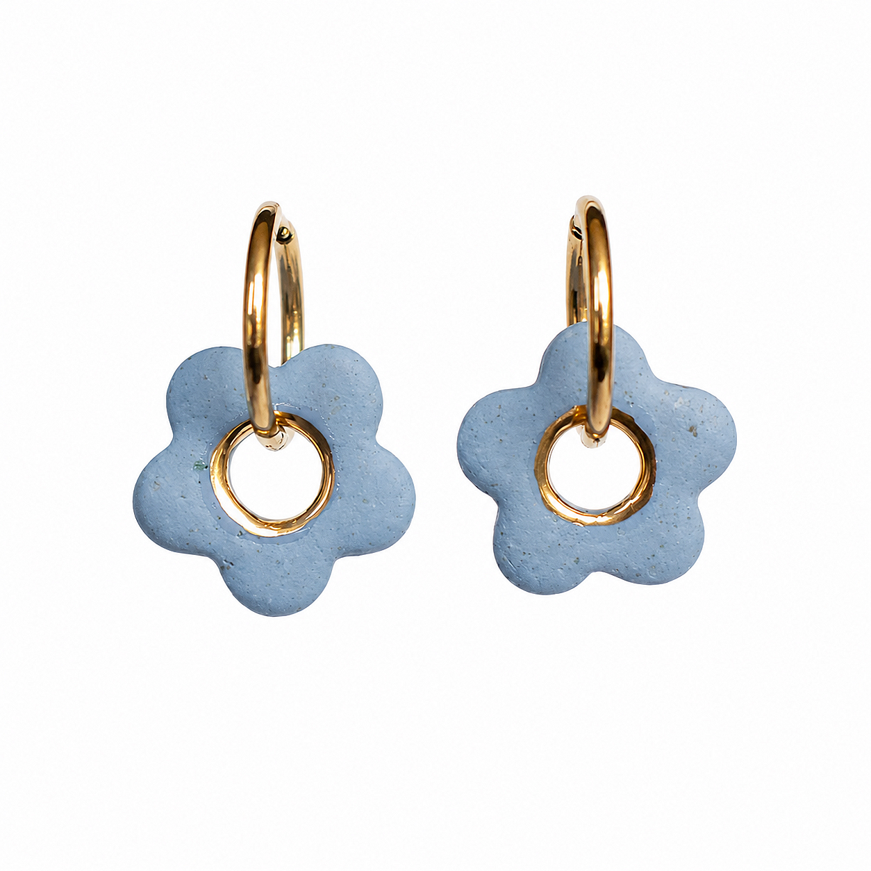 Porceliano auskarai Flower power azure